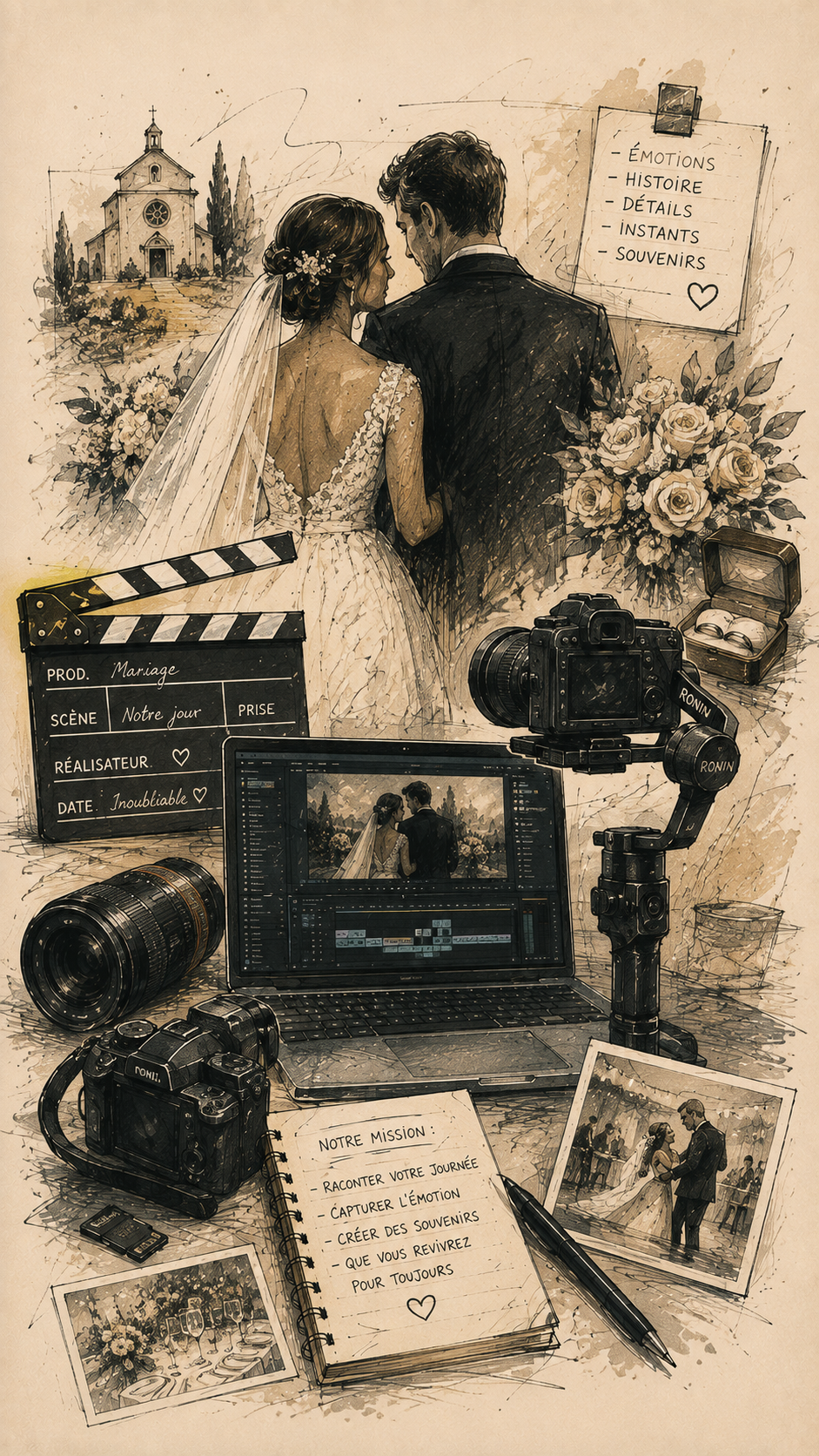 Illustration du service de film de mariage Karvirec