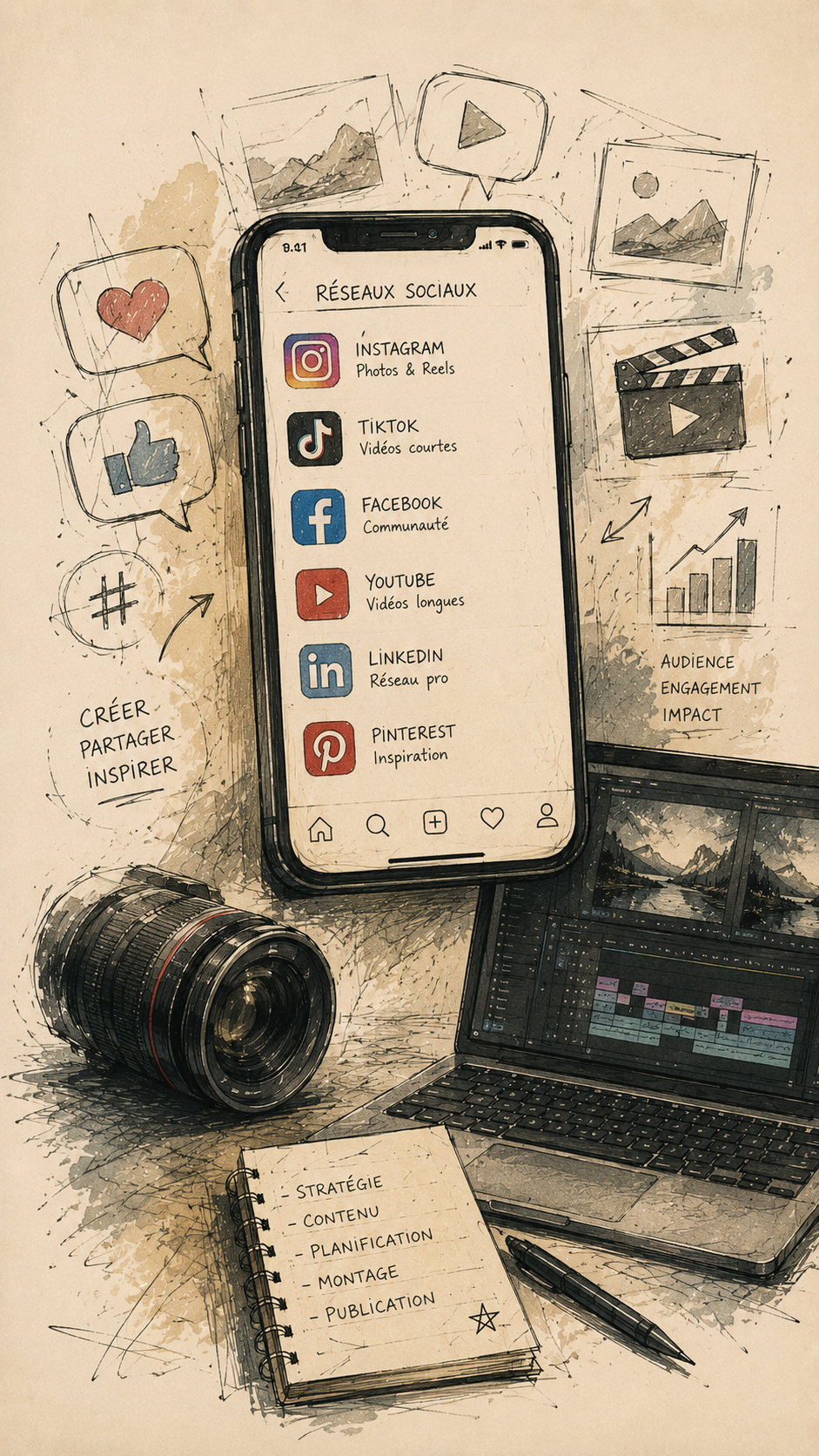 Illustration du service de création pour les réseaux sociaux